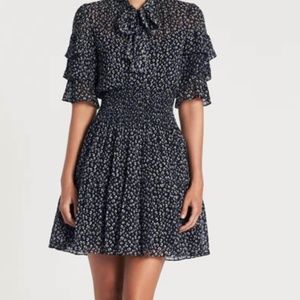 Rebecca Taylor Cheetah Print Silk Blend Dress